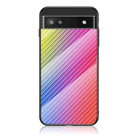 Custodia Silicone Specchio Laterale Sfumato Arcobaleno Cover LS2 per Google Pixel 6a 5G Rosa