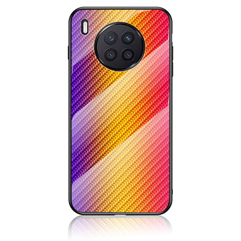 Custodia Silicone Specchio Laterale Sfumato Arcobaleno Cover LS2 per Huawei Honor 50 Lite Arancione