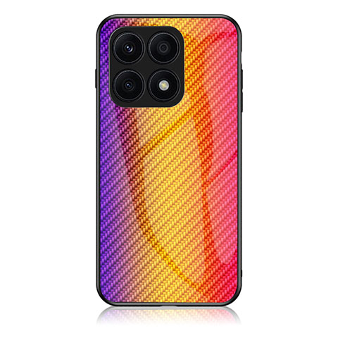 Custodia Silicone Specchio Laterale Sfumato Arcobaleno Cover LS2 per Huawei Honor 70 Lite 5G Arancione