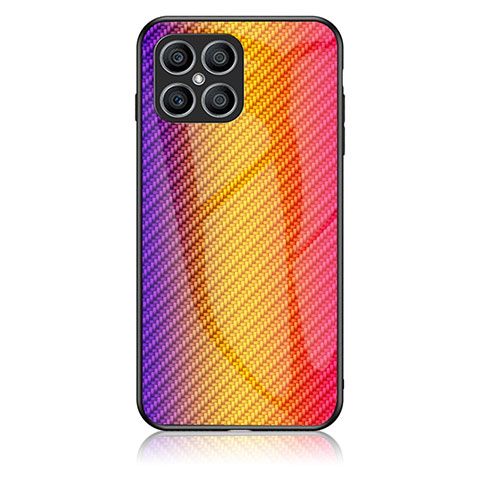 Custodia Silicone Specchio Laterale Sfumato Arcobaleno Cover LS2 per Huawei Honor X8 4G Arancione