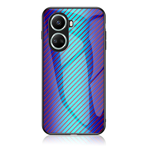 Custodia Silicone Specchio Laterale Sfumato Arcobaleno Cover LS2 per Huawei Nova 10 SE Blu