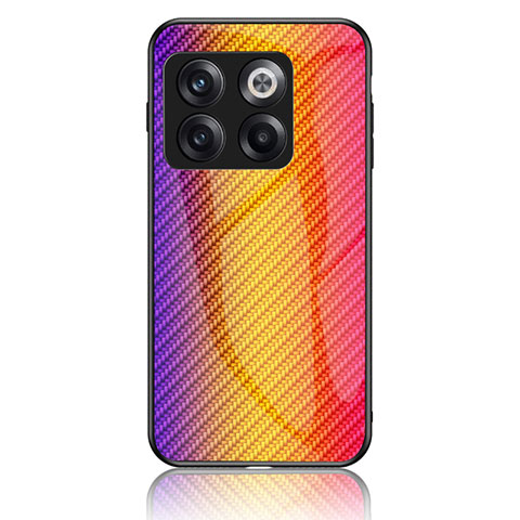 Custodia Silicone Specchio Laterale Sfumato Arcobaleno Cover LS2 per OnePlus 10T 5G Arancione