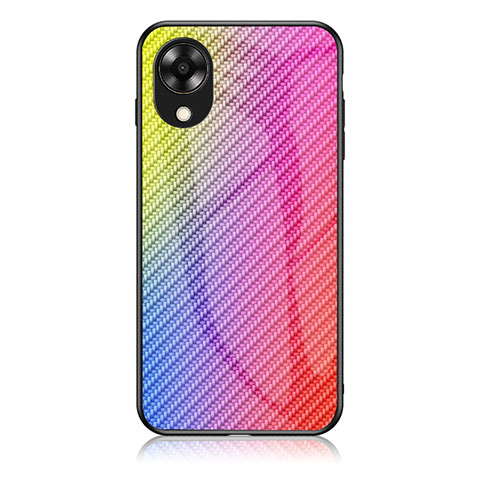 Custodia Silicone Specchio Laterale Sfumato Arcobaleno Cover LS2 per Oppo A17K Rosa