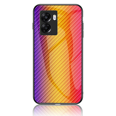 Custodia Silicone Specchio Laterale Sfumato Arcobaleno Cover LS2 per Oppo K10 5G India Arancione