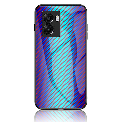 Custodia Silicone Specchio Laterale Sfumato Arcobaleno Cover LS2 per Oppo K10 5G India Blu
