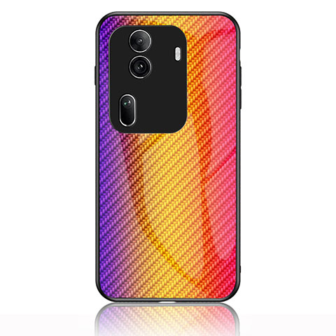 Custodia Silicone Specchio Laterale Sfumato Arcobaleno Cover LS2 per Oppo Reno11 Pro 5G Arancione