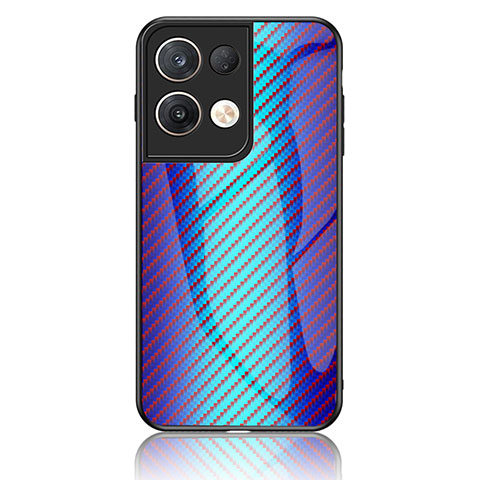 Custodia Silicone Specchio Laterale Sfumato Arcobaleno Cover LS2 per Oppo Reno8 Pro 5G Blu