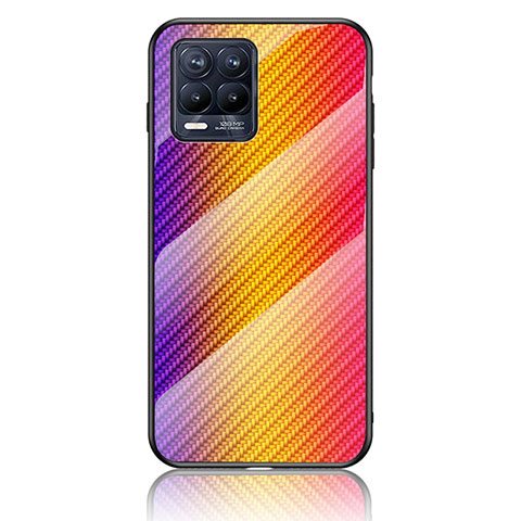 Custodia Silicone Specchio Laterale Sfumato Arcobaleno Cover LS2 per Realme 8 Pro Arancione