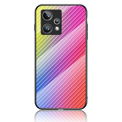 Custodia Silicone Specchio Laterale Sfumato Arcobaleno Cover LS2 per Realme 9 Pro+ Plus 5G Rosa