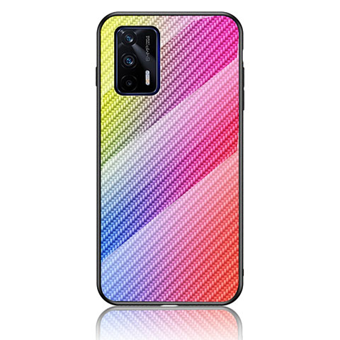 Custodia Silicone Specchio Laterale Sfumato Arcobaleno Cover LS2 per Realme GT Neo 5G Rosa