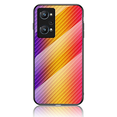 Custodia Silicone Specchio Laterale Sfumato Arcobaleno Cover LS2 per Realme Q5 Pro 5G Arancione