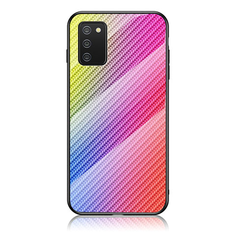 Custodia Silicone Specchio Laterale Sfumato Arcobaleno Cover LS2 per Samsung Galaxy A02s Rosa