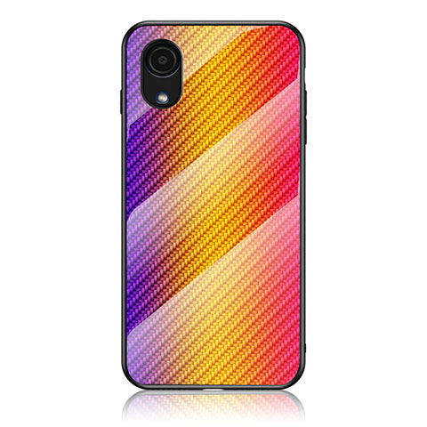 Custodia Silicone Specchio Laterale Sfumato Arcobaleno Cover LS2 per Samsung Galaxy A03 Core Arancione