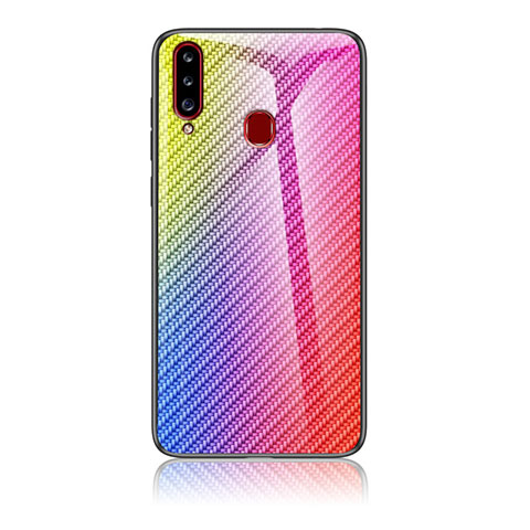 Custodia Silicone Specchio Laterale Sfumato Arcobaleno Cover LS2 per Samsung Galaxy A20s Rosa