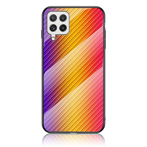 Custodia Silicone Specchio Laterale Sfumato Arcobaleno Cover LS2 per Samsung Galaxy A22 4G Arancione