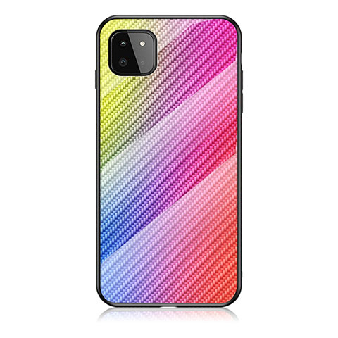 Custodia Silicone Specchio Laterale Sfumato Arcobaleno Cover LS2 per Samsung Galaxy A22 5G Rosa