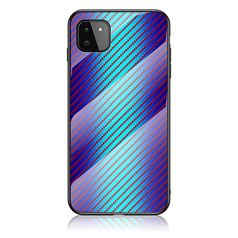 Custodia Silicone Specchio Laterale Sfumato Arcobaleno Cover LS2 per Samsung Galaxy A22s 5G Blu