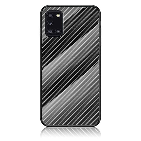 Custodia Silicone Specchio Laterale Sfumato Arcobaleno Cover LS2 per Samsung Galaxy A31 Nero