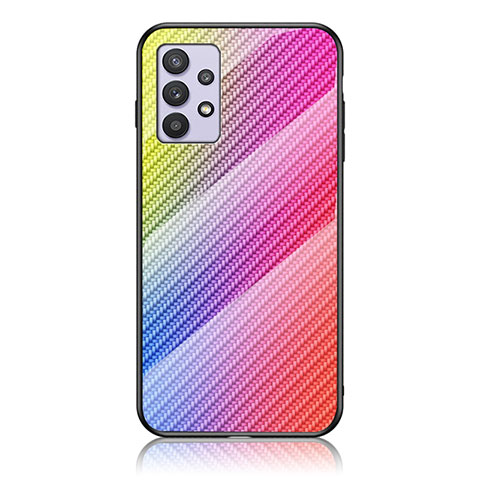 Custodia Silicone Specchio Laterale Sfumato Arcobaleno Cover LS2 per Samsung Galaxy A32 4G Rosa