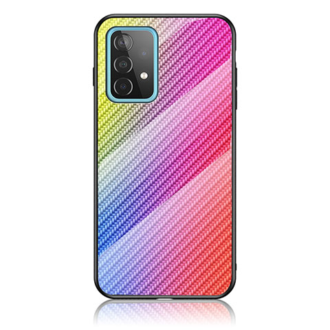 Custodia Silicone Specchio Laterale Sfumato Arcobaleno Cover LS2 per Samsung Galaxy A52s 5G Rosa