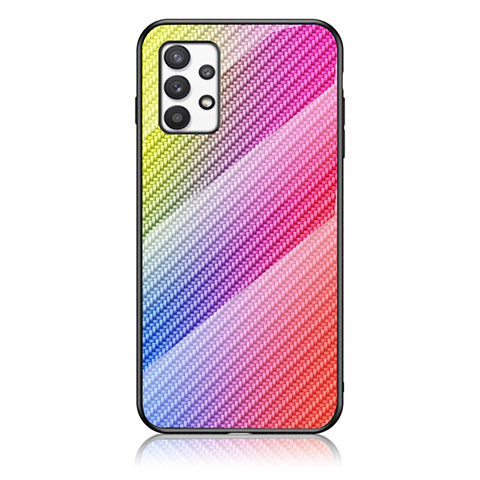 Custodia Silicone Specchio Laterale Sfumato Arcobaleno Cover LS2 per Samsung Galaxy A53 5G Rosa