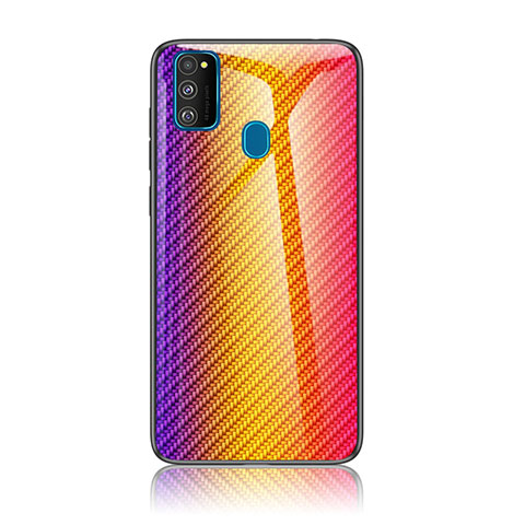 Custodia Silicone Specchio Laterale Sfumato Arcobaleno Cover LS2 per Samsung Galaxy M30s Arancione