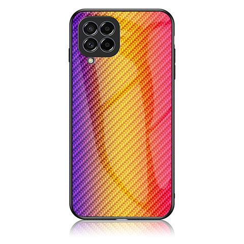 Custodia Silicone Specchio Laterale Sfumato Arcobaleno Cover LS2 per Samsung Galaxy M53 5G Arancione