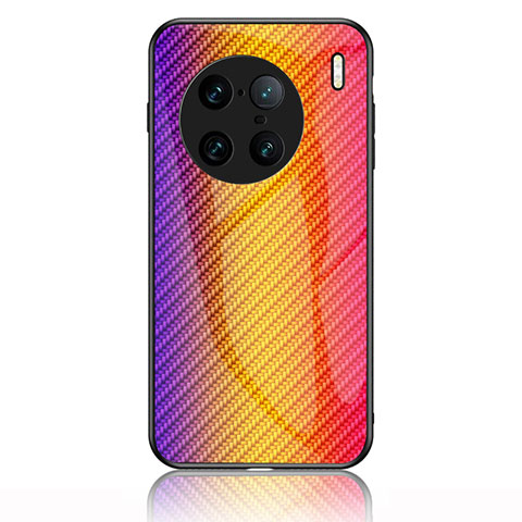 Custodia Silicone Specchio Laterale Sfumato Arcobaleno Cover LS2 per Vivo X90 Pro+ Plus 5G Arancione