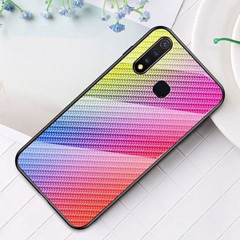 Custodia Silicone Specchio Laterale Sfumato Arcobaleno Cover LS2 per Vivo Y5s Rosa