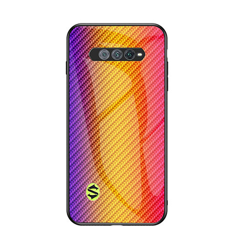 Custodia Silicone Specchio Laterale Sfumato Arcobaleno Cover LS2 per Xiaomi Black Shark 5 RS 5G Arancione