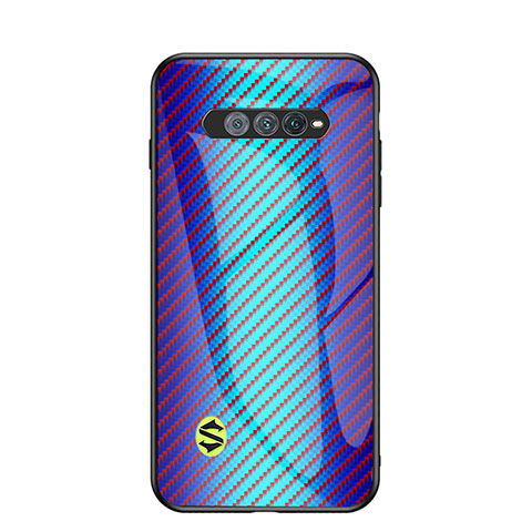 Custodia Silicone Specchio Laterale Sfumato Arcobaleno Cover LS2 per Xiaomi Black Shark 5 RS 5G Blu