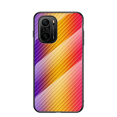 Custodia Silicone Specchio Laterale Sfumato Arcobaleno Cover LS2 per Xiaomi Mi 11X 5G Arancione