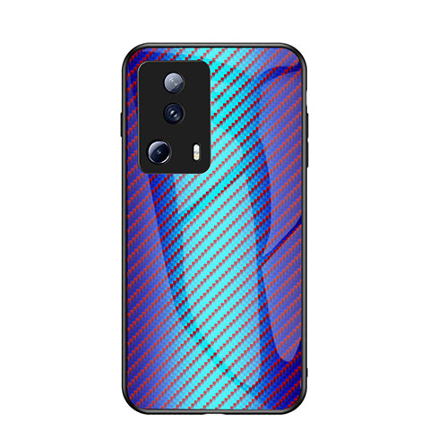 Custodia Silicone Specchio Laterale Sfumato Arcobaleno Cover LS2 per Xiaomi Mi 12 Lite NE 5G Blu