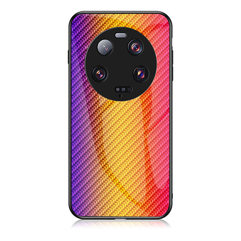 Custodia Silicone Specchio Laterale Sfumato Arcobaleno Cover LS2 per Xiaomi Mi 13 Ultra 5G Arancione