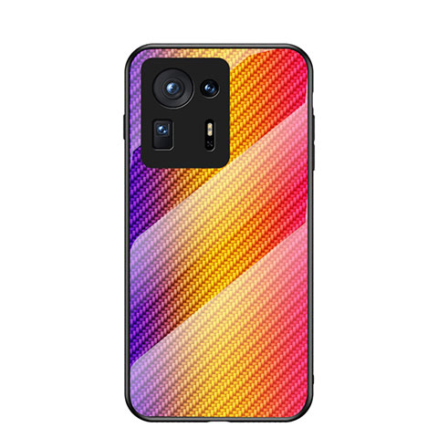 Custodia Silicone Specchio Laterale Sfumato Arcobaleno Cover LS2 per Xiaomi Mi Mix 4 5G Arancione