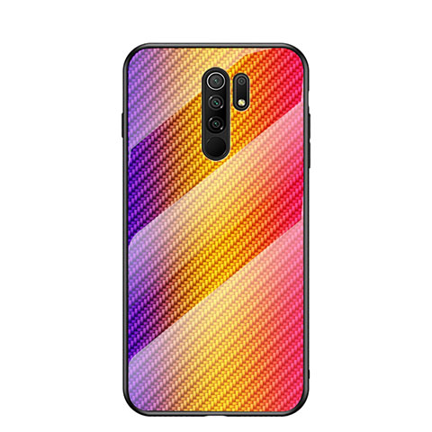 Custodia Silicone Specchio Laterale Sfumato Arcobaleno Cover LS2 per Xiaomi Poco M2 Arancione