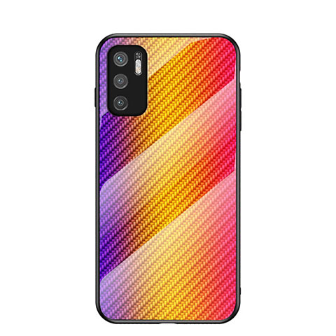 Custodia Silicone Specchio Laterale Sfumato Arcobaleno Cover LS2 per Xiaomi POCO M3 Pro 5G Arancione