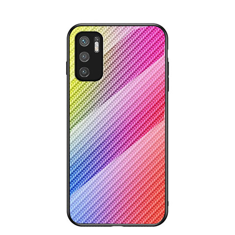 Custodia Silicone Specchio Laterale Sfumato Arcobaleno Cover LS2 per Xiaomi POCO M3 Pro 5G Rosa