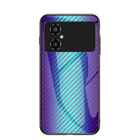 Custodia Silicone Specchio Laterale Sfumato Arcobaleno Cover LS2 per Xiaomi Poco M4 5G Blu