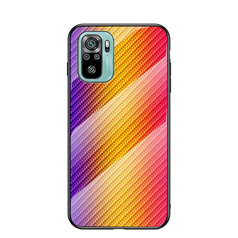 Custodia Silicone Specchio Laterale Sfumato Arcobaleno Cover LS2 per Xiaomi Poco M5S Arancione