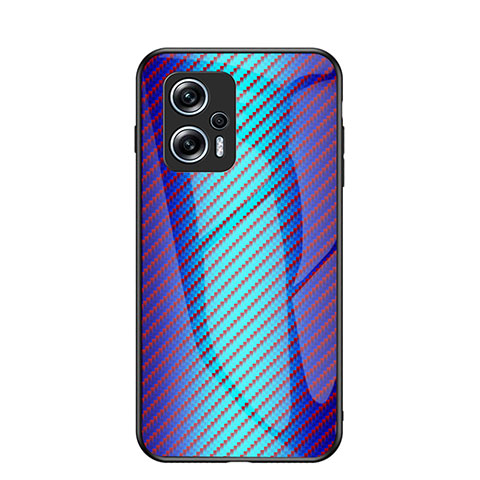 Custodia Silicone Specchio Laterale Sfumato Arcobaleno Cover LS2 per Xiaomi Poco X4 GT 5G Blu