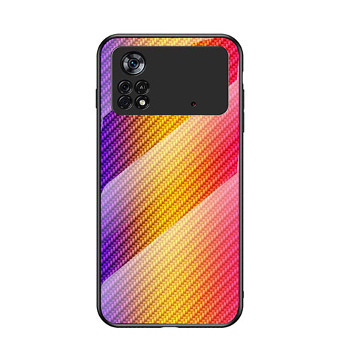 Custodia Silicone Specchio Laterale Sfumato Arcobaleno Cover LS2 per Xiaomi Poco X4 Pro 5G Arancione