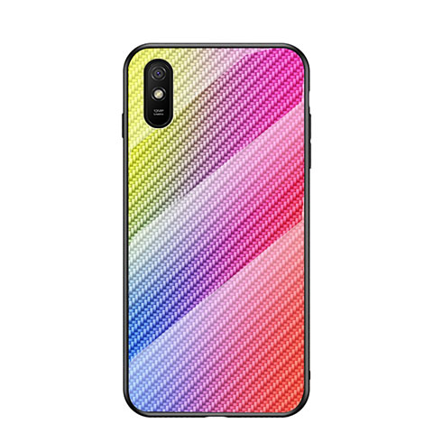 Custodia Silicone Specchio Laterale Sfumato Arcobaleno Cover LS2 per Xiaomi Redmi 9AT Rosa