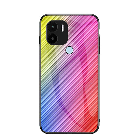 Custodia Silicone Specchio Laterale Sfumato Arcobaleno Cover LS2 per Xiaomi Redmi A1 Plus Arancione