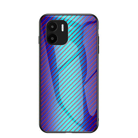 Custodia Silicone Specchio Laterale Sfumato Arcobaleno Cover LS2 per Xiaomi Redmi A2 Plus Blu