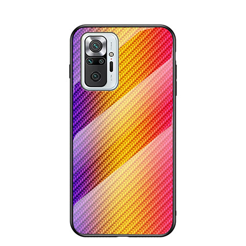 Custodia Silicone Specchio Laterale Sfumato Arcobaleno Cover LS2 per Xiaomi Redmi Note 10 Pro Max Arancione