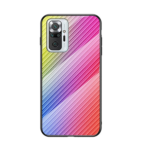 Custodia Silicone Specchio Laterale Sfumato Arcobaleno Cover LS2 per Xiaomi Redmi Note 10 Pro Max Rosa