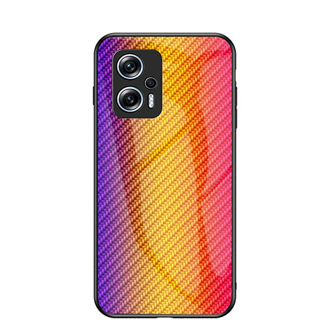 Custodia Silicone Specchio Laterale Sfumato Arcobaleno Cover LS2 per Xiaomi Redmi Note 11T Pro+ Plus 5G Arancione