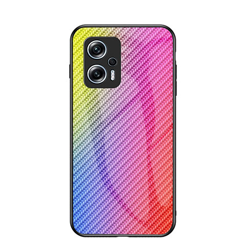 Custodia Silicone Specchio Laterale Sfumato Arcobaleno Cover LS2 per Xiaomi Redmi Note 11T Pro+ Plus 5G Rosa