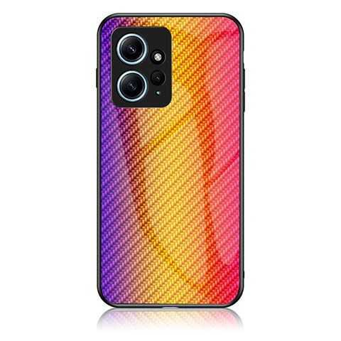 Custodia Silicone Specchio Laterale Sfumato Arcobaleno Cover LS2 per Xiaomi Redmi Note 12 4G Arancione